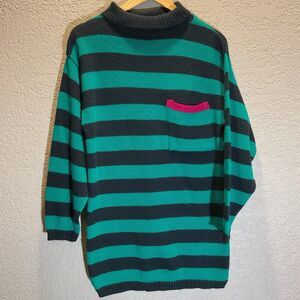 Vintage Boundary Water Sweater - Striped Retro Knit Pullover - Unisex M/L?